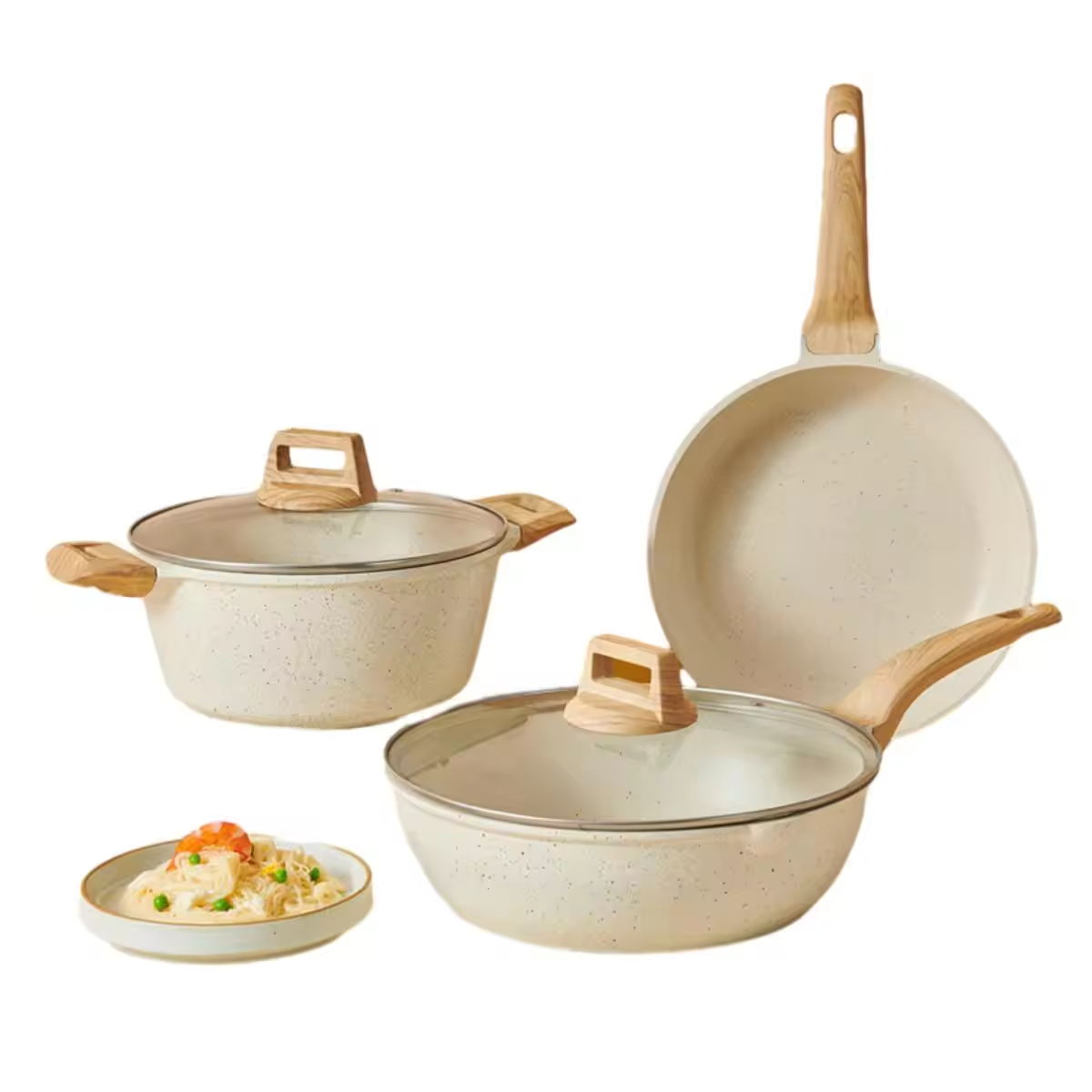 Ev yemekleri özel logo yapışmaz alüminyum tencere kazan setleri