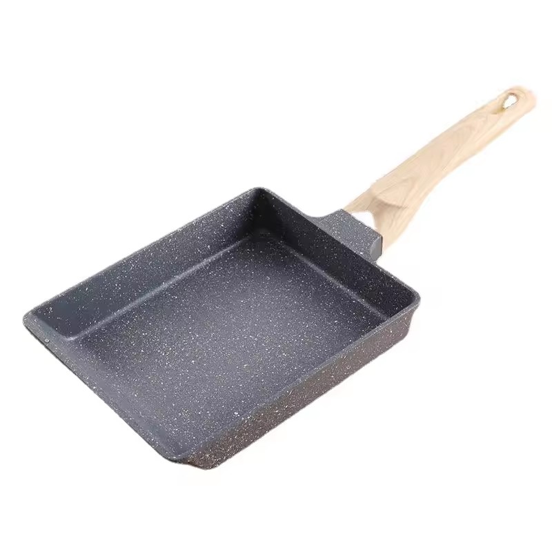 Kalınlaşmış ve Yüksek Yeşim Taşı Kalın Yumurta Kızartma Buğday Yapışmaz Dikdörtgen Gıda Sınıfı Kızarmış Yumurta Tavası